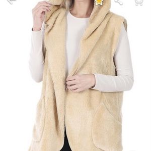 Large Zenana Cream Teddy Bear Vest